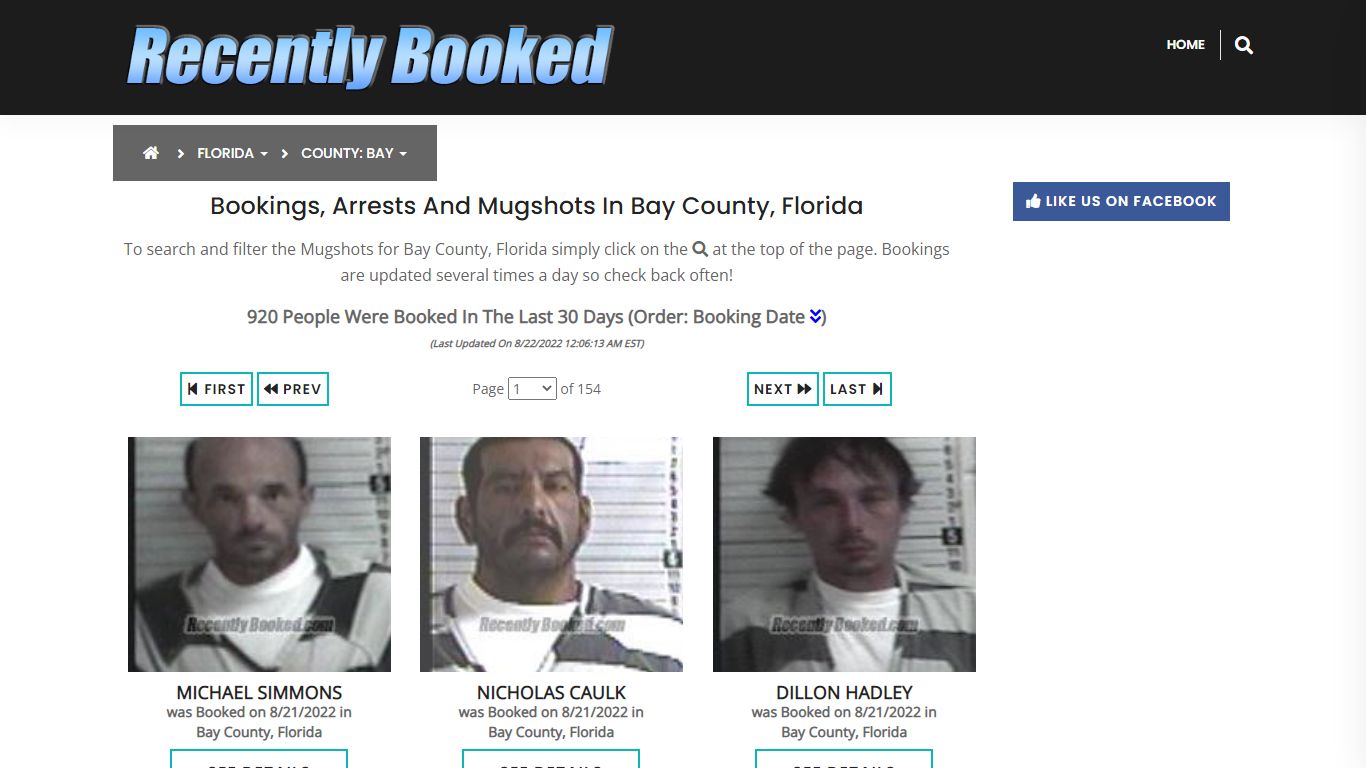 Recent bookings, Arrests, Mugshots in Bay County, Florida - Recently Booked